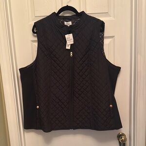 Black Quilted Vest with Gold Accents